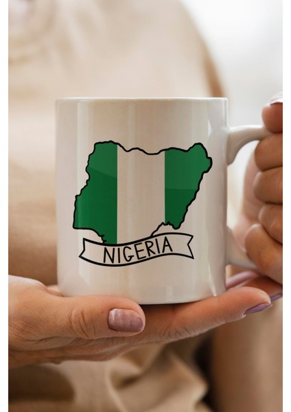 Nigeria- Nijerya Bayrağı Harita Baskılı Yılbaşı Hediyesi Kupa Bardak
