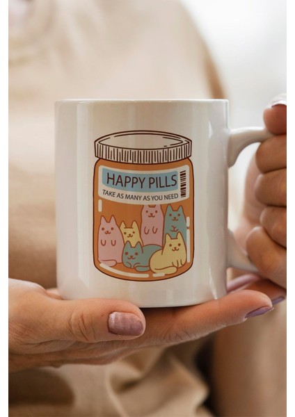 Happy Pills Yazılı Yılbaşı Hediyesi Kupa Bardak