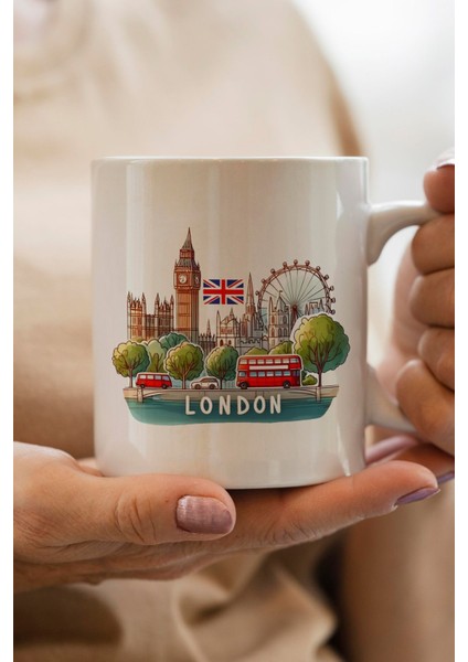 London-Londra Baskılı Premium Yılbaşı Hediyesi Kupa Bardak