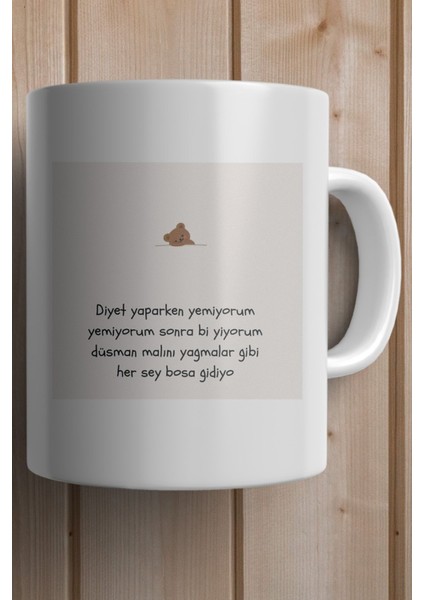 Diyet Yaparken Yemiyorum Sonra Bi Yiyorum Düşman Malını Yağmalar Gibi Baskılı Yılbaşı Hediyesi Kupa Bardak fiyatları