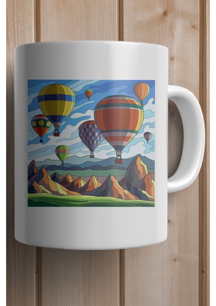 Kapadokya Sıcak Hava Balonu Baskılı Premium Yılbaşı Hediyesi Kupa Bardak fiyatları