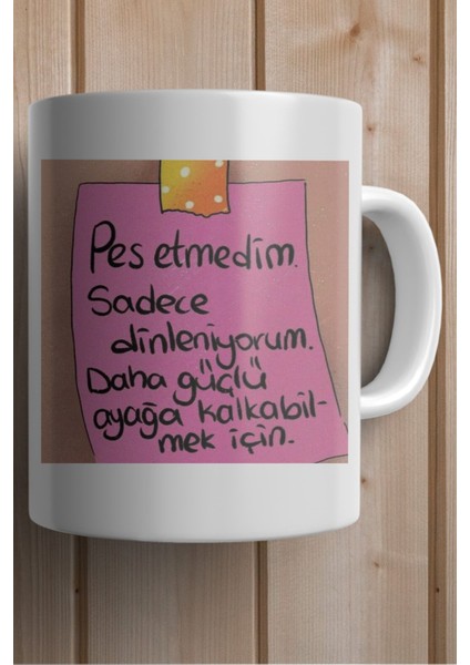 Pes Etmedim Sadece Dinleniyorum Baskılı Yılbaşı Hediyesi Kupa Bardak fiyatları