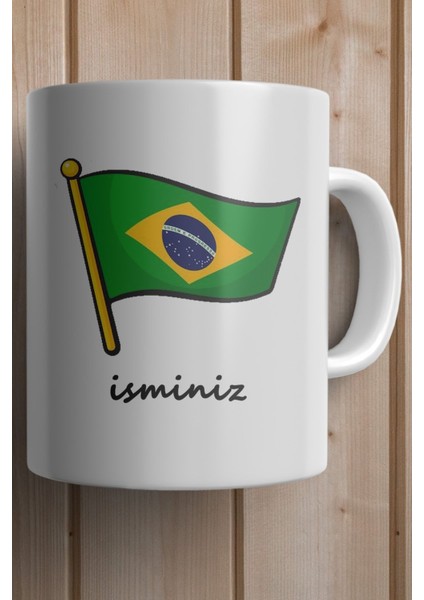 Brezilya Bayrağı Baskılı Kişiye Özel Isimli Yılbaşı Hediyesi Kupa Bardak fiyatları