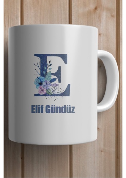 E Harfi Kişiye Özel Baskılı Yılbaşı Hediyesi Kupa Bardak fiyatları