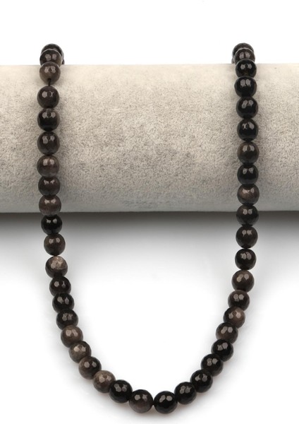 Silver Obsidyen Doğaltaş Dizi 8 mm Fasetli Küre Kesim fiyatları