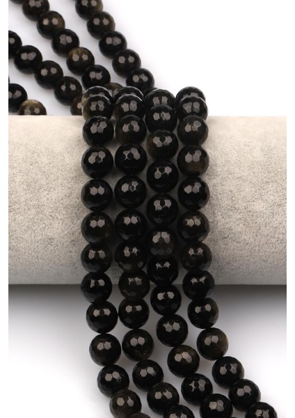 Golden Obsidyen Doğaltaş Dizi 10 mm Fasetli Küre Kesim