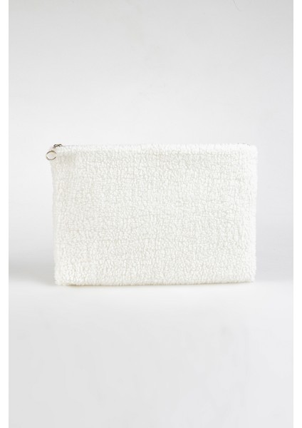 Beyaz Peluş -Welsoft 13-14-15 -16 Inç Bilgisayar Çantası, Laptop Kılıfı, Astarlı Notebook Kılıfı-Evrak Çantası