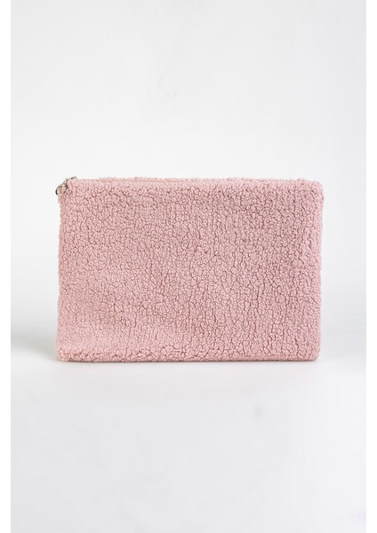 Pudra Pembe Peluş-Welsoft 13-14-15-16 Inç Bilgisayar Çantası, Laptop Kılıfı, Astarlı Notebook Kılıfı-Evrak Çantası