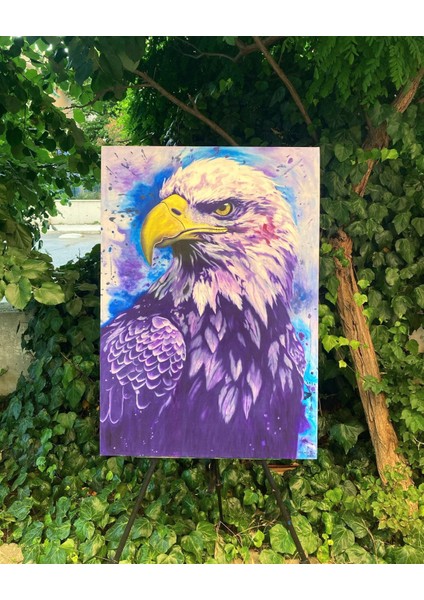 Yağlı Boya Tablo Mor Kartal Çağrı Tunç Imzalı (El Yapımı)