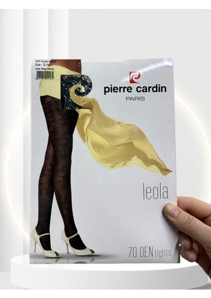 Pierre Cardin Paris Leola 70 Den Kalın Dantel Desenli Siyah Külotlu Çorap