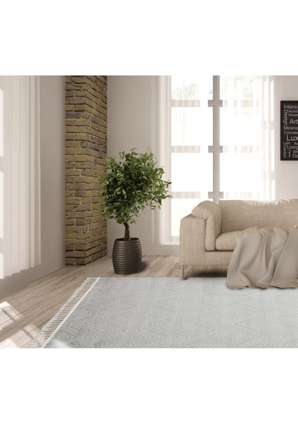 Urban Koleksiyonu Etnik Modern Halı URB01 Gri Beyaz