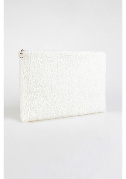 Beyaz Peluş-Welsoft 13-14-15 -16 Inç Bilgisayar Çantası, Laptop Kılıfı, Astarlı Notebook Kılıfı-Evrak Çantası