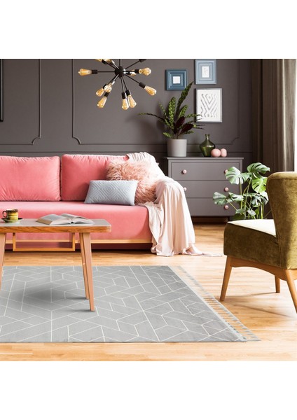 Urban Koleksiyonu Etnik Modern Halı URB03 Gri Beyaz
