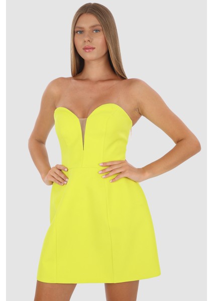 Düz Mini Eteği Kabarık Elbise