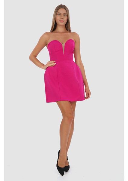 Düz Mini Eteği Kabarık Elbise