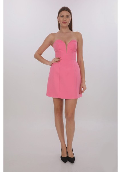 Düz Mini Eteği Kabarık Elbise