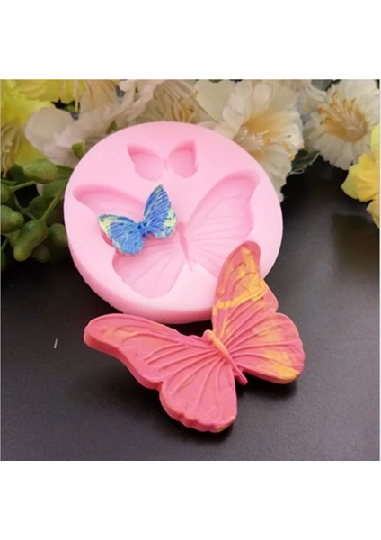 2'Li Mini Kelebek Silikon Kalıp K-1389, Kokulu Taş Sabun Polyester Reçine Alçı Mum Kalıbı