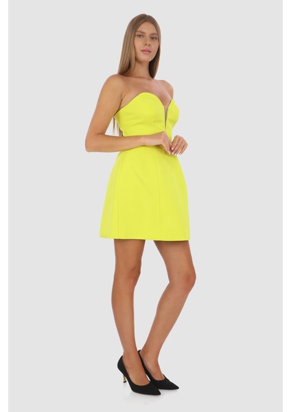 Düz Mini Eteği Kabarık Elbise