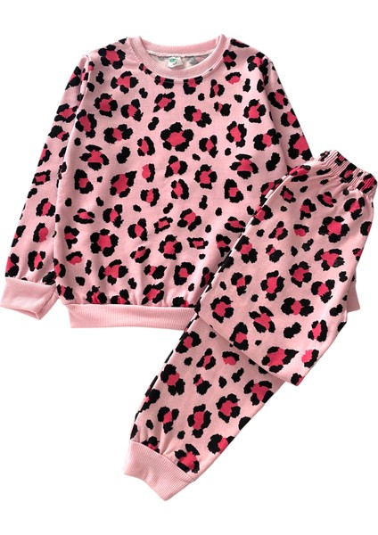 Kız Çocuk Iki Iplik Pamuklu Şardonlu Pembe Siyah Desenli Uzun Kollu Pijama Takımı modelleri