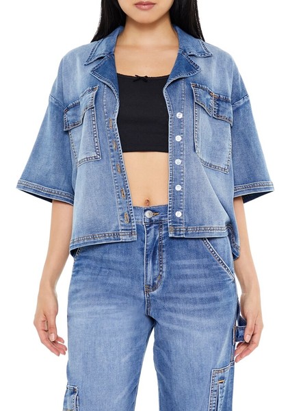 F21 Oversize Denim Gömlek