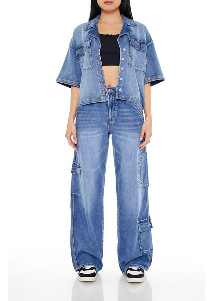 F21 Oversize Denim Gömlek