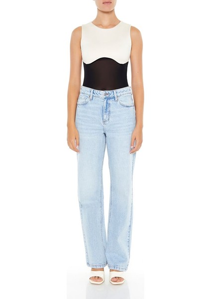 F21 Şekillendirici Renk Bloklu Bodysuit