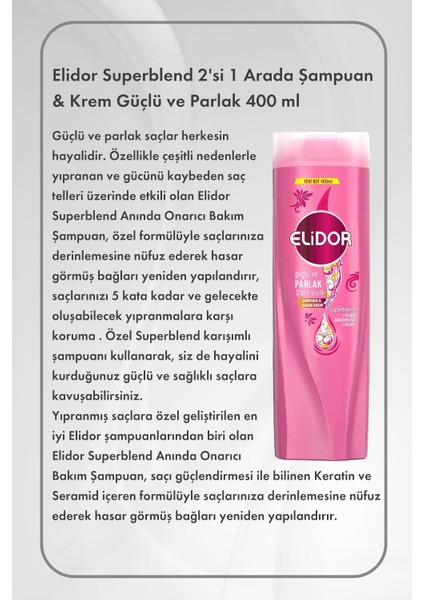Natural Ultra Hassas Hijyenik Ped Uzun 20 Adet X3 ve Elidor 2'si 1 Arada Şampuan 400 ml