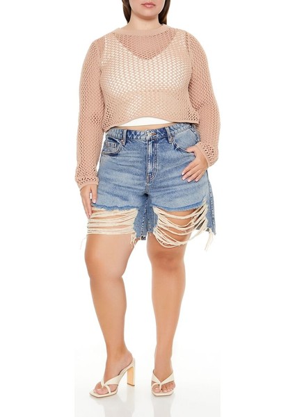 Plus Size Kroşe Kazak