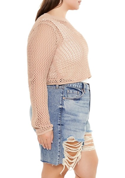 Plus Size Kroşe Kazak