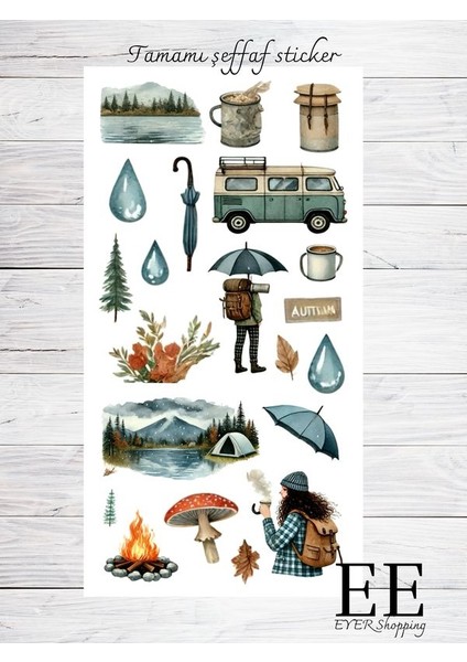 Şeffaf Sudan Etkilenmeyen Kış Winter Temalı Sticker