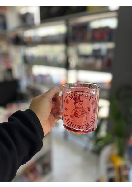 Noel Baba Yeni Yıl Cam Kupa Bardak Çift Yön Baskı