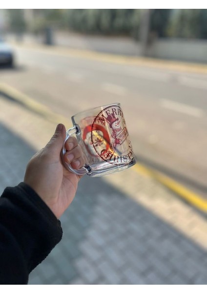 Noel Baba Yeni Yıl Cam Kupa Bardak Çift Yön Baskı