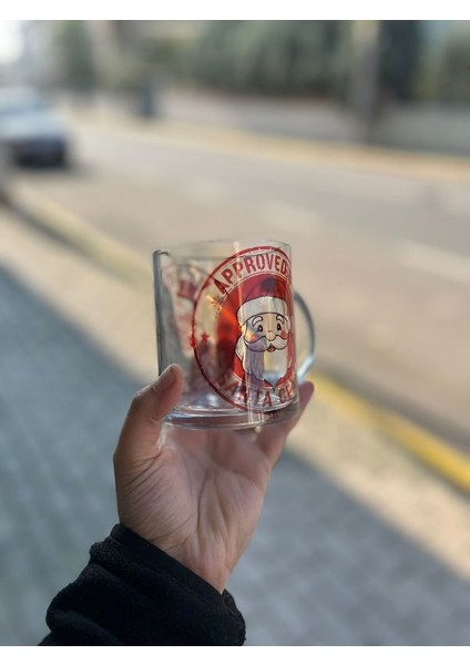 Noel Baba Yeni Yıl Cam Kupa Bardak Çift Yön Baskı