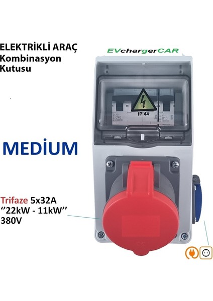 Elektrikli Araç Kombinasyon Kutusu Medium 5X32A + 1X16A 22KW 11KW