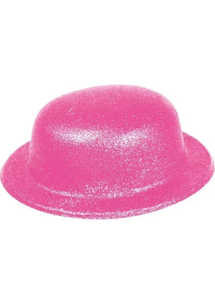 Pembe Renk Simli Melon Yuvarlak Parti Şapkası 24X26 cm