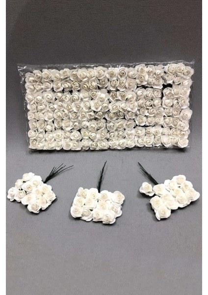Beyaz Kağıt Gül Çiçek 1 paket 144 lü