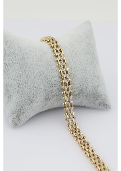 Sıralı Nokta Taşlı Rose Bileklik