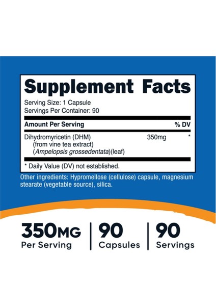 Dihydromyricetin (Dhm) (350mg, 90 Capsules) - Vegan, Non-Gmo, 90 Servings