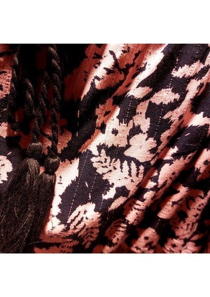 Sim Şeritli Bağlama Askılı Lastikli Püsküllü Pantolon Askılı Bluz Doğal Viskon Yazlık Bohem Takım fırsatları