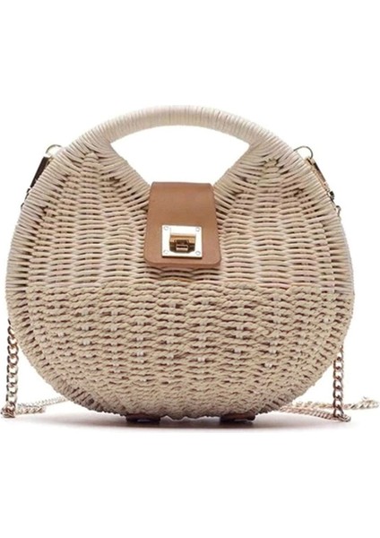 Katı Sert Hasır Kilitli Omuz Askılı Yazlık Doğal Kadın Çanta fiyatları