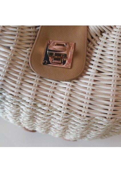 Katı Sert Hasır Kilitli Omuz Askılı Yazlık Doğal Kadın Çanta modelleri