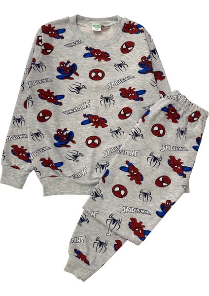 Erkek Çocuk Iki Iplik Pamuklu Şardonlu Gri Spiderman Desenli Uzun Kollu Pijama Takımı fiyatları
