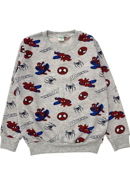 Erkek Çocuk Iki Iplik Pamuklu Şardonlu Gri Spiderman Desenli Uzun Kollu Pijama Takımı modelleri