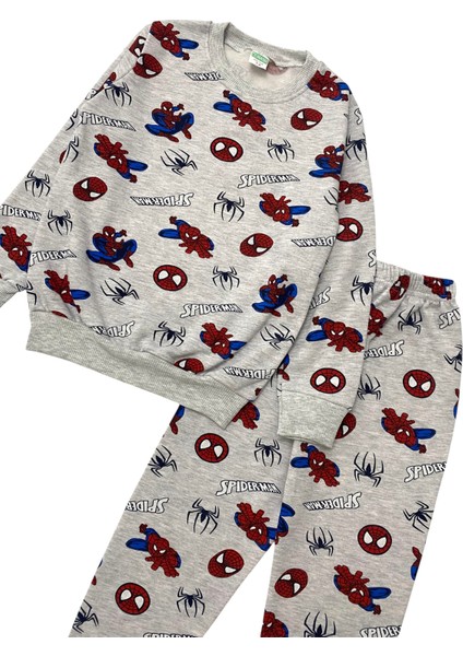 Erkek Çocuk Iki Iplik Pamuklu Şardonlu Gri Spiderman Desenli Uzun Kollu Pijama Takımı fırsatları
