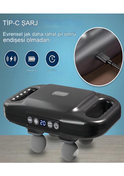 HATS01 4 Top Kablosuz Masaj Cihazı LED Ekran LCD Masaj Tabancası Aleti Hız Ayarlı