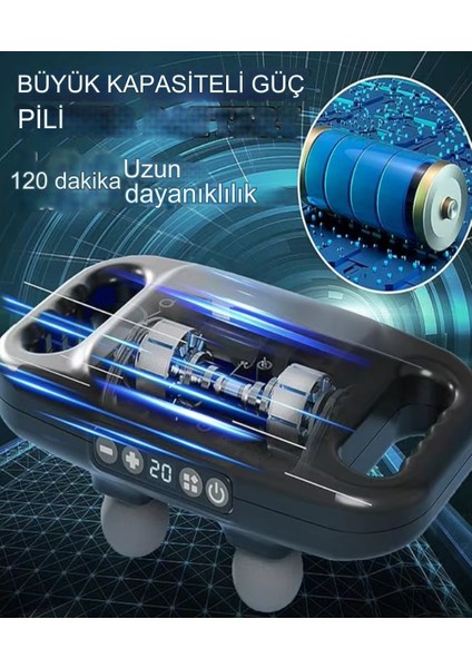 HATS01 4 Top Kablosuz Masaj Cihazı LED Ekran LCD Masaj Tabancası Aleti Hız Ayarlı