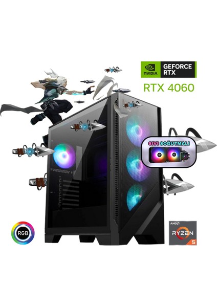 Ryzen 5 7600X 32GB Ddr5 1tb SSD Rtx 4060 240MM Sıvı Soğutma Oyun Bilgisayarı