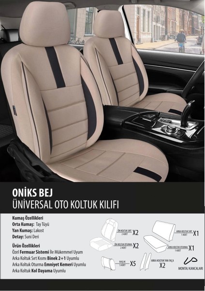 Fiat / Tofaş Kartal Koltuk Kılıfı Oniks Bej 2 1 Ticari