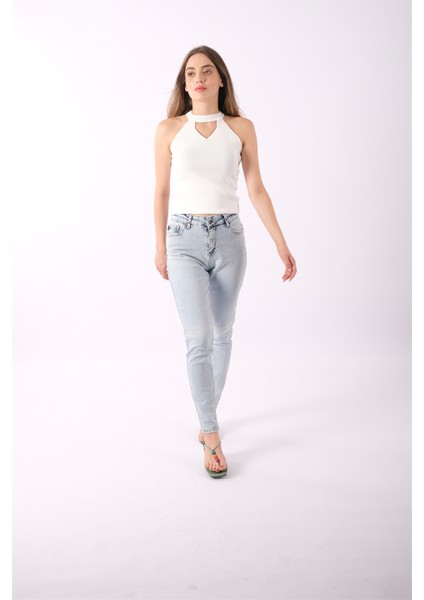 Açık Mavi Yüksek Bel Kot Jeans