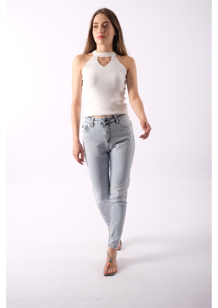 Açık Mavi Yüksek Bel Kot Jeans